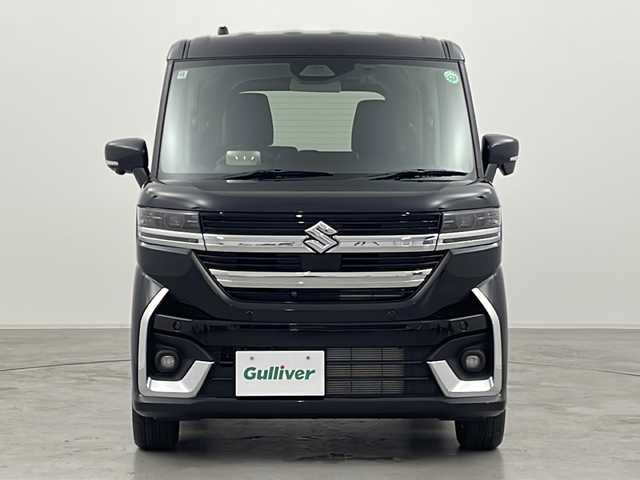 スズキ スペーシア カスタム HYBRID XS 群馬県 2024(令6)年 0.1万km ブルーイッシュブラックパール3 純正９型ナビ　全方位カメラ　前後ドラレコ　ＨＵＤ　ハーフレザー　シートヒーター　ステアリングヒーター　両側電動スライドドア　アダプティブクルーズコントロール　衝突被害軽減ブレーキ　ＬＥＤライト　禁煙車