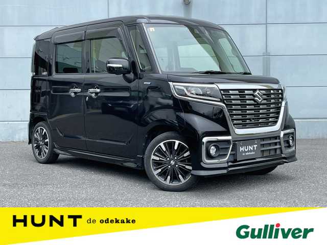 スズキ スペーシア カスタム HYBRID XS 千葉県 2020(令2)年 4.2万km ブルーイッシュブラックパール3 衝突軽減ブレーキ/レーンキープアシスト/レーダークルーズコントロール/クリアランスソナー/ヘッドアップディスプレイ/純正SDナビ/　フルセグ/BT/DVD/CD/USB/全方位カメラ/ステアリングスイッチ/ETC/ハーフレザーシート/シートヒーター/両側パワースライドドア/LEDヘッドライト/オートライト/フォグライト/スマートキー/プッシュスタート/純正フロアマット