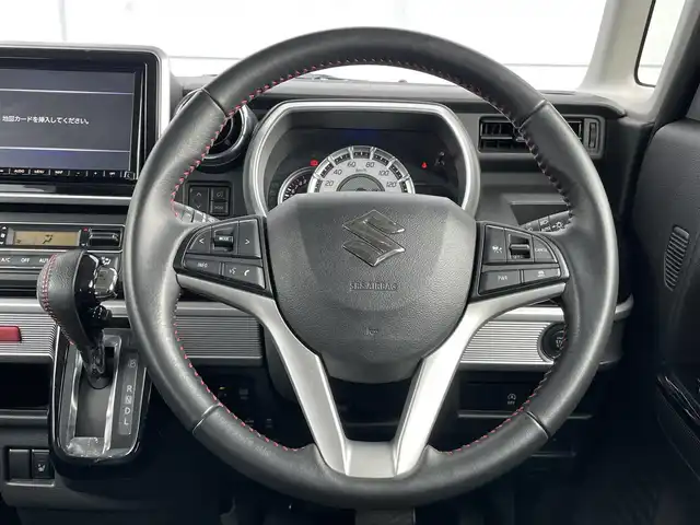 スズキ スペーシア カスタム HYBRID XS 千葉県 2020(令2)年 4.2万km ブルーイッシュブラックパール3 衝突軽減ブレーキ/レーンキープアシスト/レーダークルーズコントロール/クリアランスソナー/ヘッドアップディスプレイ/純正SDナビ/　フルセグ/BT/DVD/CD/USB/全方位カメラ/ステアリングスイッチ/ETC/ハーフレザーシート/シートヒーター/両側パワースライドドア/LEDヘッドライト/オートライト/フォグライト/スマートキー/プッシュスタート/純正フロアマット