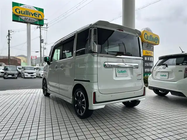 スズキ スペーシア カスタム HYBRID XS 京都府 2018(平30)年 4.2万km ピュアホワイトP スズキセーフティサポート/・デュアルセンサーブレーキサポート/・車線逸脱警報機能/・先行車発進お知らせ機能/・後退時ブレーキサポート/・ふらつき警報機能/・ハイビームアシスト/・後方誤発進抑制機能/KENWOODメモリーナビ、地デジ、Bluetooth/運転席シートヒーター/前後ドライブレコーダー/バックカメラ/LEDヘッドランプ/純正15インチアルミホイール