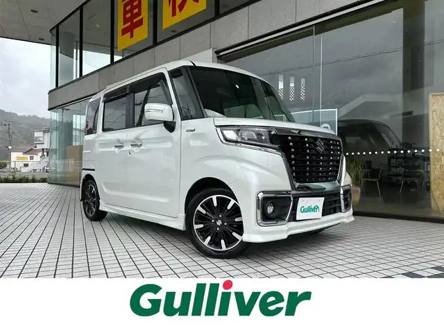 スズキ スペーシア カスタム HYBRID XS 京都府 2018(平30)年 4.2万km ピュアホワイトP スズキセーフティサポート/・デュアルセンサーブレーキサポート/・車線逸脱警報機能/・先行車発進お知らせ機能/・後退時ブレーキサポート/・ふらつき警報機能/・ハイビームアシスト/・後方誤発進抑制機能/KENWOODメモリーナビ、地デジ、Bluetooth/運転席シートヒーター/前後ドライブレコーダー/バックカメラ/LEDヘッドランプ/純正15インチアルミホイール