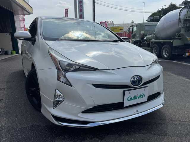 トヨタ プリウス S ツーリングセレクション 愛知県 2016(平28)年 14.6万km ホワイトパールクリスタルシャイン ユーザー買取車/禁煙車/モデリスタエアロ　F.S.Rアンダー/純正ナビ/フルセグTV DSZT-YC4T/黒革シート/バックカメラ/ビルトインETC/純正リモコンエンジンスターター/取説/手帳/保証書/D/N席　シートヒーター