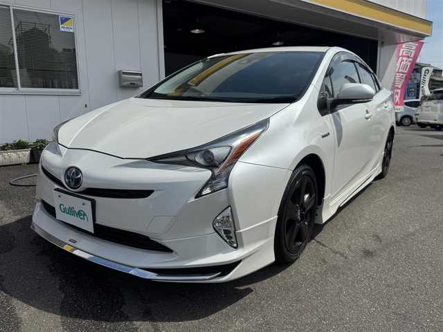 トヨタ プリウス S ツーリングセレクション 愛知県 2016(平28)年 14.6万km ホワイトパールクリスタルシャイン ユーザー買取車/禁煙車/モデリスタエアロ　F.S.Rアンダー/純正ナビ/フルセグTV DSZT-YC4T/黒革シート/バックカメラ/ビルトインETC/純正リモコンエンジンスターター/取説/手帳/保証書/D/N席　シートヒーター