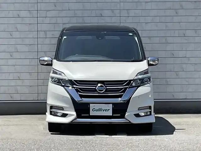 日産 セレナ ハイウェイスター プロパイロットED 福岡県 2016(平28)年 5.6万km ブリリアントホワイトパール 2トーン プロパイロット純正9型ナビゲーション（CD/DVD/フルセグ/BT)両側パワースライドドアエマージェンシーブレーキレーンキープアシストバックカメラLEDヘッドライト/オートライト純正AWプッシュスタートETC