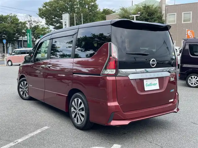 日産 セレナ ハイウェイスター 鳥取県 2016(平28)年 4.8万km マルーンレッド 2トーン エマージェンシーブレーキ/純正9型ナビ【MM516D-L】/・フルセグ/・CD/DVD/Blu-ray/・Bluetooth/全方位モニター/両側電動スライドドア/スマートキー/プッシュスタート/ETC/ドライブレコーダー/シートヒーター/オートライト/LEDヘッドライト/デジタルインナーミラー/W&サイドエアバック/カーテンエアバック/セーフティパックB/快適パック