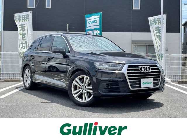アウディ Ｑ７ 3.0TFSI クワトロ Sライン PKG 三重県 2017(平29)年 12.2万km ディープブラックパールエフェクト 登録時121837km/禁煙車/純正ナビ(AM/FM/CD/DVD/AUX/USB/ワンセグ/Bluetooth)/レザーシート/前席、2列目シートヒーター/前席パワーシート/ETC/前後ドライブレコーダー/全方位カメラ/シートメモリ機能/パーキングアシスト/ハンズフリーパワーバックドア/LED/パドルシフト/オートクルーズコントロール/オートライト/オートハイビーム/前後ソナー/横滑り防止装置/レーンキープアシスト/ダウンヒルアシストコントロール/ルーフレール/電子パーキング/オートホールドブレーキ/プッシュスタート/スマートキー×2