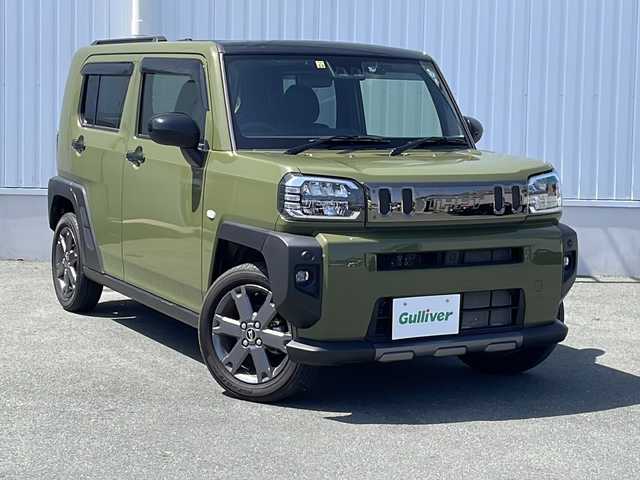 ダイハツ タフト G ダーククロムベンチャー 三重県 2022(令4)年 2.2万km フォレストカーキメタリック 純正ディスプレイオーディオ（AM/FM/CD/BT/iPad）/プッシュスタート/横滑り防止/コーナーセンサー/アイドリングストップ/衝突軽減ブレーキ/バックカメラ/シートヒーター（D+N席）/USB入力端子2か所/ETC/前方ドライブレコーダー/ステアリングスイッチ/革巻きステアリング/ガラスルーフ/純正フロアマット/オートライト/禁煙車/取扱説明書/保証書