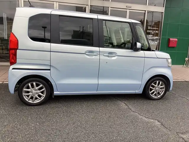 ホンダ Ｎ ＢＯＸ G EX ターボ ホンダセンシング 奈良県 2018(平30)年 5.2万km モーニングミストブルーM /ホンダセンシング/ターボ車/純正ナビ・ＣＤ・ＤＶＤ・ＳＤ・ＢＴ・フルセグＴＶ/バックカメラ/ビルトインＥＴＣ/両側パワースライドドア/ＬＥＤライト/スマートキー×2個/社外14インチＡＷ/パドルシフト/保証書・取扱説明書