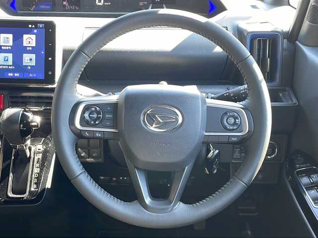 ダイハツ タント カスタム RS 長野県 2022(令4)年 2.7万km ブラックマイカメタリック/シャイニングホワイトパール ４WD/純正９型メモリナビフルセグTV/バックカメラ/ビルトインETC/両側パワースライドドア/ハーフレザーシート/純正15インチアルミ/シートヒーター /レーンキープアシスト/オートハイビーム/ワンオーナー /保証書・取説/スペアキー