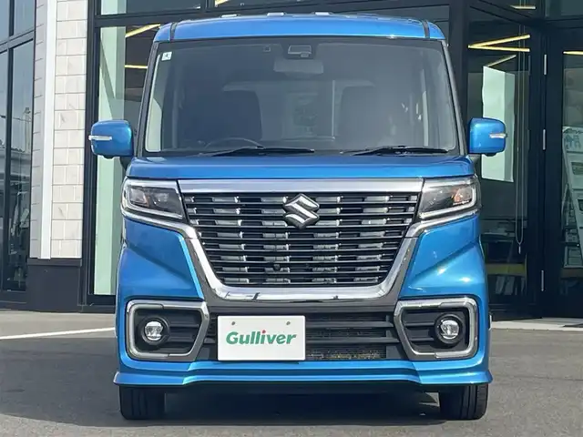 スズキ スペーシア カスタム HYBRID XS 愛媛県 2020(令2)年 8.7万km ブリスクブルーM 純正8型ナビ(Bluetooth/フルセグTV)/全周囲カメラ/両側電動スライドドア/リアサーキュレーター/ヘッドアップディスプレイ/衝突被害軽減装置/車線逸脱防止装置/アイドリングストップ/バックソナー/LEDヘッドライト/オートライト/オートマチックハイビーム/ハーフレザーシート/シートヒーター/後席サンシェイド/純正ドアバイザー/電格ミラー/純正フロアマット/現状サマー(純正AW)(165/55/R15)/BRIDGESTONE NEWNO/禁煙車