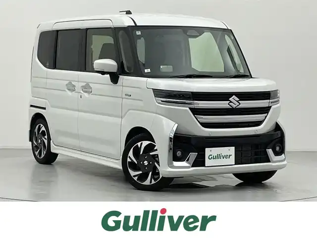 スズキ スペーシア カスタム HYBRID XS 宮城県 2024(令6)年 1.3万km ピュアホワイトP 両側パワースライドドア/スズキセーフティサポート/レーダークルーズコントロール/全方位カメラ/バックカメラ/純正ナビ/(TV/FM/AM/USB/iPod/HDMI/SmartPhoneLink/AppleCarPlay/AndoroidAuto)/フルセグTV/Bluetooth/ヘッドアップディスプレイ/ハーフレザー/シートヒーター/ステアリングヒーター/プッシュスタート/スマートキー/スペアキー/オートライト/オートマチックハイビーム/LEDヘッドライト/ヘッドライトレベライザー/純正15インチアルミホイール/社外フロアマット