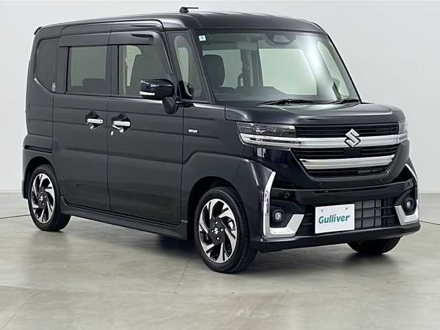 スズキ スペーシア カスタム HYBRID XS ターボ 道央・札幌 2024(令6)年 0.1万km未満 ブルーイッシュブラックパール3 ・4WD/・純正ナビ&ワンセグ&CD&DVD&SD&BT&HDMI/・スズキセーフティサポート/・デュアルセンサーブレーキサポートII/・アダプティブクルーズコントロール/・車線逸脱抑制機能/・標識認識機能/・クリアランスソナー/・オートマチックハイビーム/・ヘッドアップディスプレイ/・両側パワースライドドア/・バックカメラ/・シートヒーター/・ハーフレザーシート/・ドアミラーヒーター/・ハンドルヒーター/・パドルシフト/・オートライト/・LEDヘッドライト/・LEDフォグ/・スマートキー/・純正15インチAW