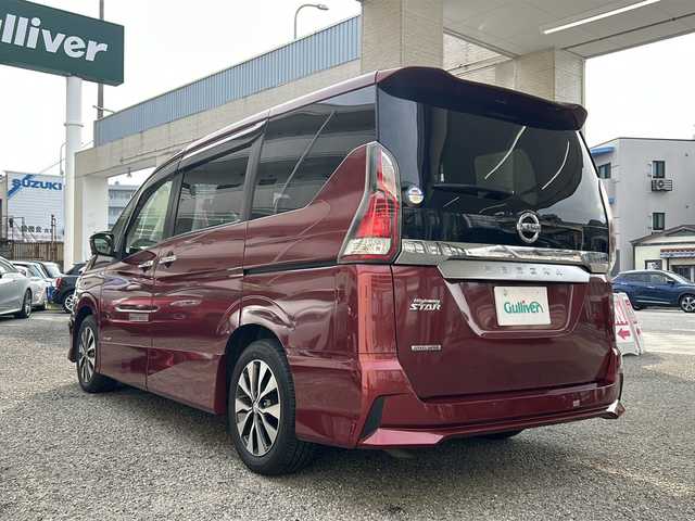 日産 セレナ 兵庫県 2019(平31)年 4.1万km マルーンレッド 純正ディーラーナビ/　Bluetooth・AUX・IPod・USB・HDMI/フルセグTV/全方位カメラ/前後コーナーセンサー/前後ドライブレコーダー/純正ビルトインETC/両側パワースライドドア/自動駐車/3列シート/ウォークスルー/クルーズコントロール/アンチロック・ブレーキ・システム/衝突被害軽減システム/横滑り防止装置/レーンキープアシスト/アイドリングストップ/オートライト/プッシュスタート/純正フロアマット/純正アルミホイール/スマートキー/スペアキー×１/取扱説明書/保証書