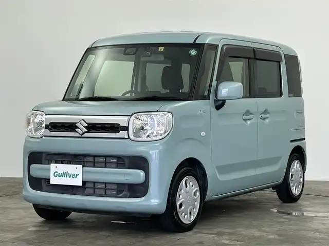 スズキ スペーシア HYBRID X 群馬県 2018(平30)年 3.6万km オフブルーM 社外ナビ　両側パワースライドドア　衝突軽減システム　レーンアシスト　障害物センサー　横滑り防止　アイドリングストップ　ドライブレコーダー　シートヒーター　スマートキー　プッシュスタート　禁煙車