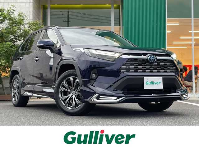 トヨタ ＲＡＶ４ ハイブリットG 岡山県 2022(令4)年 4.1万km ダークブルーマイカ 純正9インチディスプレイオーディオ/フルセグTV、FM、FM、AppleCarplay/AndroidAuto/全方位カメラ/パノラマムーンルーフ/ビルトインETC/運転席メモリーシート/パワーシート/前席シートヒーター/前席ベンチレーション/ステアリングヒーター/パワーバックドア/アクセサリーコンセント/ビートソニックIF36/HDMI to AVコネクター/充電用USB端子/トヨタセーフティセンス/・プリクラッシュセーフティ/・レーントレーシングアシスト/・レーダークルーズコントロール/・オートマチックハイビーム/・ロードサインアシスト/先行車発進告知機能/インテリジェントクリアランスソナー/リアクロストラフィックアラート/ブラインドスポットモニター/車両接近通報装置/モデリスタエアロ/ルーフレール