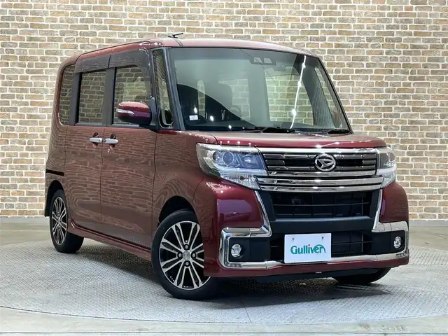 ダイハツ タント カスタム RS トップED SA Ⅲ 岩手県 2017(平29)年 6万km ファイアークォーツレッドM 社外SDナビ/AM/FM/CD/DVD/Bluetooth/フルセグTV/バックカメラ/ETC/ドライブレコーダー/両側パワースライドドア/衝突被害軽減ブレーキ/レーンキープアシスト/横滑り防止装置/コーナーセンサー/アイドリングストップ/シートヒーター/オートライト/オートハイビーム/LEDヘッドライト/フォグランプ/スマートキー/プッシュスタート/電動格納ミラー/純正15インチAW/純正フロアマット/ドアバイザー
