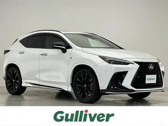 レクサス ＮＸ 350h Fスポーツ 滋賀県 2022(令4)年 3.4万km ホワイトノーヴァガラスフレーク 禁煙車/サンルーフ/ルーフレール/オレンジキャリパー/おくだけ充電/14インチ純正ナビ【Bluetooth/CD/DVD/USB】/全方位カメラ/前後ドラレコ/パーキングアシスト/レザーシート/前席パワーシート/全席シートヒーター/前席エアシート/LEDライト/オートライト/オートハイビーム/前後ソナー/BSM/電動リアゲート/ETC2.0/パドルシフト/ヘッドアップディスプレイ/100V電源/レーダークルーズコントロール/レーンキープアシスト/純正エアロ/プッシュスタート/スマートキー
