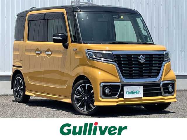 スズキ スペーシア カスタム HYBRID XS ターボ 熊本県 2020(令2)年 4.5万km アクティブイエロー/ブラック2トーンルーフ 社外SＤナビ/・AM/FM/CD/DVD/BT/SD/・フルセグTV/・バックカメラ/スズキセーフティサポート/・デュアルセンサーブレーキサポート/・誤発進抑制機能/・車線逸脱警報機能/・ふらつき警報機能/・先行車発進お知らせ/ハーフレザーシート/・D席シートヒーター/両側電動スライドドア/クルーズコントロール/革巻きステアリング/・ステアリングスイッチ/・パドルシフト/純正フロアマット/ドアバイザー/アイドリングストップ/後席ロールサンシェード/後席サーキュレーター/電動格納ミラー/・ウインカーミラー/LEDヘッドライト/オートライト/プッシュスタート/・スペアキー