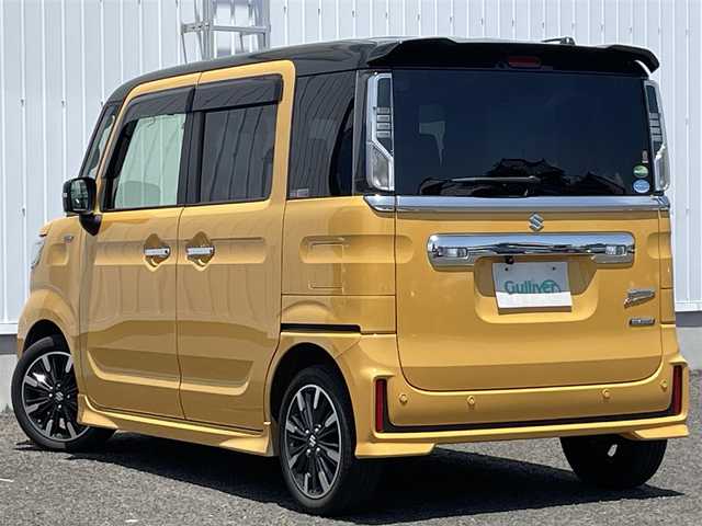 スズキ スペーシア カスタム HYBRID XS ターボ 熊本県 2020(令2)年 4.5万km アクティブイエロー/ブラック2トーンルーフ 社外SＤナビ/・AM/FM/CD/DVD/BT/SD/・フルセグTV/・バックカメラ/スズキセーフティサポート/・デュアルセンサーブレーキサポート/・誤発進抑制機能/・車線逸脱警報機能/・ふらつき警報機能/・先行車発進お知らせ/ハーフレザーシート/・D席シートヒーター/両側電動スライドドア/クルーズコントロール/革巻きステアリング/・ステアリングスイッチ/・パドルシフト/純正フロアマット/ドアバイザー/アイドリングストップ/後席ロールサンシェード/後席サーキュレーター/電動格納ミラー/・ウインカーミラー/LEDヘッドライト/オートライト/プッシュスタート/・スペアキー