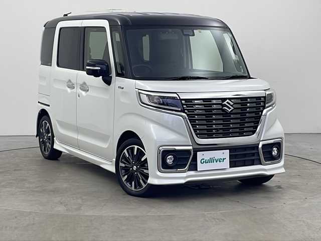 スズキ スペーシア カスタム HYBRID XS ターボ 秋田県 2020(令2)年 3.7万km ピュアホワイトパール/ブラック2トーン ４ＷＤ/両側パワースライドドア/衝突被害軽減システム/レーンキープアシスト/横滑り防止装置/アイドリングストップ/ETC/後ろコーナーセンサー/革巻きステアリング/パドルシフト/リアサンシェード/ハーフレザーシート/前席シートヒーター/ＬＥＤライト/フォグランプ/オートライト/純正アルミホイール/純正フロアマット/ＵＳＢポート/スマートキー/スペアキー/ウインカーミラー/電動格納ミラー/プッシュスタート/ステアリングリモコン装着車両/バックカメラ装着車両