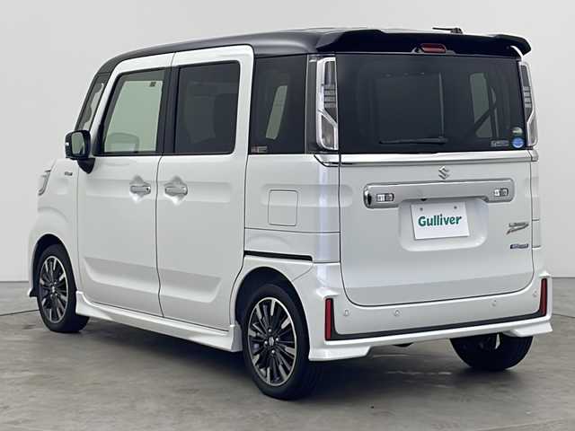 スズキ スペーシア カスタム HYBRID XS ターボ 秋田県 2020(令2)年 3.7万km ピュアホワイトパール/ブラック2トーン ４ＷＤ/両側パワースライドドア/衝突被害軽減システム/レーンキープアシスト/横滑り防止装置/アイドリングストップ/ETC/後ろコーナーセンサー/革巻きステアリング/パドルシフト/リアサンシェード/ハーフレザーシート/前席シートヒーター/ＬＥＤライト/フォグランプ/オートライト/純正アルミホイール/純正フロアマット/ＵＳＢポート/スマートキー/スペアキー/ウインカーミラー/電動格納ミラー/プッシュスタート/ステアリングリモコン装着車両/バックカメラ装着車両