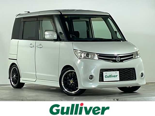 日産 ルークス ハイウェイスター ターボ 広島県 2010(平22)年 6.9万km スノーパールホワイト 禁煙車/ターボ/社外ディスプレイオーディオ（ATOTO）/・USB/AppleCarPlay/AndroidAuto/Bluetooth/SD/バックカメラ/両側パワースライドドア/革巻きステアリング/オートライト/電動格納ウィンカーミラー/HIDヘッドライト/フォグランプ/スマートキー/プッシュスタート/スペアキー/純正ドアバイザー/純正フロアマット/W+サイドエアバック/社外15インチアルミホイール