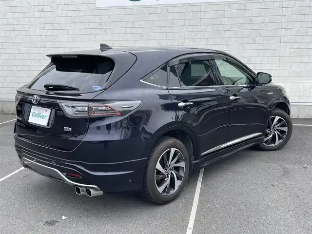 トヨタ ハリアー ハイブリッド エレガンス 静岡県 2014(平26)年 7.5万km スパークリングブラックパールクリスタルシャイン モデリスタエアロ（フロント、サイド、リア）/４WD/純正ナビ/（AM/FM/CD/DVD/BT)/フルセグTV/バックカメラ/スマートキー/プッシュスタート/ハーフレザーシート/運転席パワーシート/ドライブレコーダー/ビルトインETC/純正18インチアルミホイール/横滑り防止装置/スペアキー×１/LEDヘッドライト/純正フロアマット/保証書