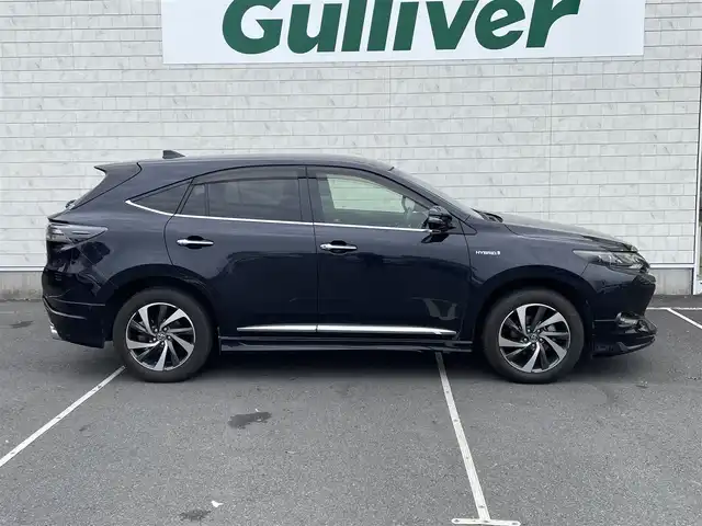 トヨタ ハリアー ハイブリッド エレガンス 静岡県 2014(平26)年 7.5万km スパークリングブラックパールクリスタルシャイン モデリスタエアロ（フロント、サイド、リア）/４WD/純正ナビ/（AM/FM/CD/DVD/BT)/フルセグTV/バックカメラ/スマートキー/プッシュスタート/ハーフレザーシート/運転席パワーシート/ドライブレコーダー/ビルトインETC/純正18インチアルミホイール/横滑り防止装置/スペアキー×１/LEDヘッドライト/純正フロアマット/保証書