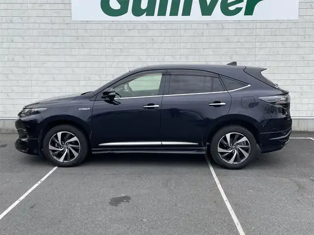 トヨタ ハリアー ハイブリッド エレガンス 静岡県 2014(平26)年 7.5万km スパークリングブラックパールクリスタルシャイン モデリスタエアロ（フロント、サイド、リア）/４WD/純正ナビ/（AM/FM/CD/DVD/BT)/フルセグTV/バックカメラ/スマートキー/プッシュスタート/ハーフレザーシート/運転席パワーシート/ドライブレコーダー/ビルトインETC/純正18インチアルミホイール/横滑り防止装置/スペアキー×１/LEDヘッドライト/純正フロアマット/保証書