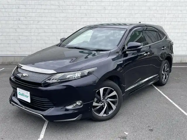 トヨタ ハリアー ハイブリッド エレガンス 静岡県 2014(平26)年 7.5万km スパークリングブラックパールクリスタルシャイン モデリスタエアロ（フロント、サイド、リア）/４WD/純正ナビ/（AM/FM/CD/DVD/BT)/フルセグTV/バックカメラ/スマートキー/プッシュスタート/ハーフレザーシート/運転席パワーシート/ドライブレコーダー/ビルトインETC/純正18インチアルミホイール/横滑り防止装置/スペアキー×１/LEDヘッドライト/純正フロアマット/保証書