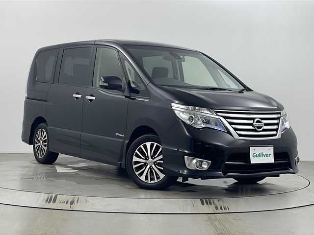 日産 セレナ HWS S HV Vセレ +Sefty Aセーフ 埼玉県 2015(平27)年 4.8万km ダイヤモンドブラック メーカー純正ナビ/全方位カメラ/前後ドライブレコーダー/ビルトインETC/両側パワースライドドア/エマージェンシーブレーキ/レーンキープアシスト/クルーズコントロール/前後コーナーセンサー/TV/アイドリングストップ/ロールサンシェード/革巻きステアリング/ステアリングスイッチ/プッシュスタート/スマートキー/スペアキー