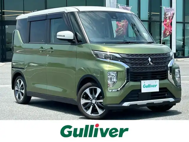 三菱 ｅＫクロススペース T 奈良県 2020(令2)年 5.6万km 緑／白 両側パワースライドドア/社外ナビ(フルセグTV/CD/AM・FM/BT)/アラウンドビューモニター/ビルトインETC/前後ドラレコ/デジタルインナーミラー/マイパイロット/クルーズコントロール/ASC(アクティブスタビティコントロール)/HDC(ヒルディセントコントロール)/先進安全パッケージ/先進快適パッケージ/パドルシフト/シートヒーター(D/N席)/LEDヘッドライト/純正15インチアルミホイール/純正フロアマット/カラーコードW37F28