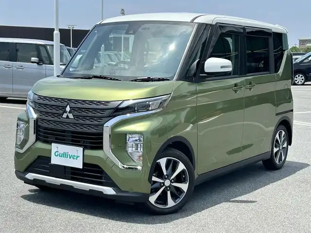三菱 ｅＫクロススペース T 奈良県 2020(令2)年 5.6万km 緑／白 両側パワースライドドア/社外ナビ(フルセグTV/CD/AM・FM/BT)/アラウンドビューモニター/ビルトインETC/前後ドラレコ/デジタルインナーミラー/マイパイロット/クルーズコントロール/ASC(アクティブスタビティコントロール)/HDC(ヒルディセントコントロール)/先進安全パッケージ/先進快適パッケージ/パドルシフト/シートヒーター(D/N席)/LEDヘッドライト/純正15インチアルミホイール/純正フロアマット/カラーコードW37F28