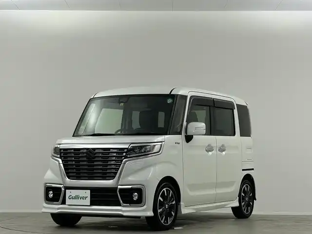 スズキ スペーシア カスタム HYBRID XS ターボ 埼玉県 2018(平30)年 5.2万km ピュアホワイトP 8型ナビ　両側パワースライドドア　ドライブレコーダー　シートヒーター　クルーズコントロール　ＬＥＤヘッドライト　ビルドインＥＴＣ　パドルシフト　フルセグ　ＢＴ　ＣＤ　ＤＶＤ　リアサーキュレーター