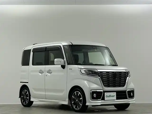スズキ スペーシア カスタム HYBRID XS ターボ 埼玉県 2018(平30)年 5.2万km ピュアホワイトP 8型ナビ　両側パワースライドドア　ドライブレコーダー　シートヒーター　クルーズコントロール　ＬＥＤヘッドライト　ビルドインＥＴＣ　パドルシフト　フルセグ　ＢＴ　ＣＤ　ＤＶＤ　リアサーキュレーター
