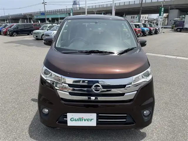 日産 デイズ ハイウェイスターX 石川県 2014(平26)年 7.5万km モカブラウンP エマージェンシーブレーキ/純正メモリーナビ/フルセグTV/バックカメラ/HIDヘッドライト/純正アルミホイール/ドライブレコーダー/ベンチシート/オートエアコン/インテリキー/プッシュスタート/電動ミラー/保証書