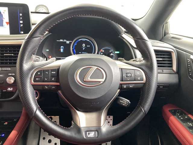 レクサス ＲＸ 450h Fスポーツ 東京都 2019(令1)年 2.5万km ホワイトノーヴァガラスフレーク 純正ナビ/フルセグテレビ/全方位カメラ/クルーズコントロール/サンルーフ/プッシュスタート/パワーバックドア/ビルトインETC2.0/レザーシート/パワーシート/シートヒーター/エアーシート/ハンドルヒーター/HUD/マークレビンソン/前後コーナーセンサー/前後ドラレコ/オートホールドブレーキ/PCS/BSM/TRDフルエアロ/ローダウン(純正サス積載)/TWS21インチAW/AC100Vコンセント