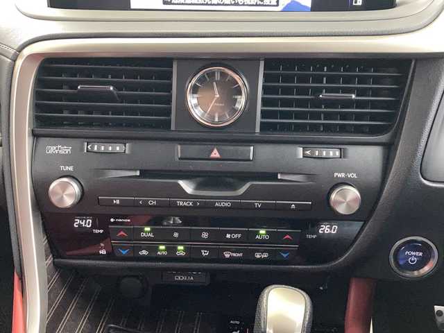 レクサス ＲＸ 450h Fスポーツ 東京都 2019(令1)年 2.5万km ホワイトノーヴァガラスフレーク TRDエアロ/サンルーフ/マークレビンソン/純正ナビ/フルセグテレビ/全方位カメラ/アダプティブクルーズコントロール/パワーバックドア/レザーシート/パワーシート/シートヒーター/エアーシート/ハンドルヒーター/HUD/前後コーナーセンサー/前後ドラレコ/オートホールドブレーキ/PCS/BSM/ローダウン(純正サス積載)/TWS21インチAW/AC100Vコンセント