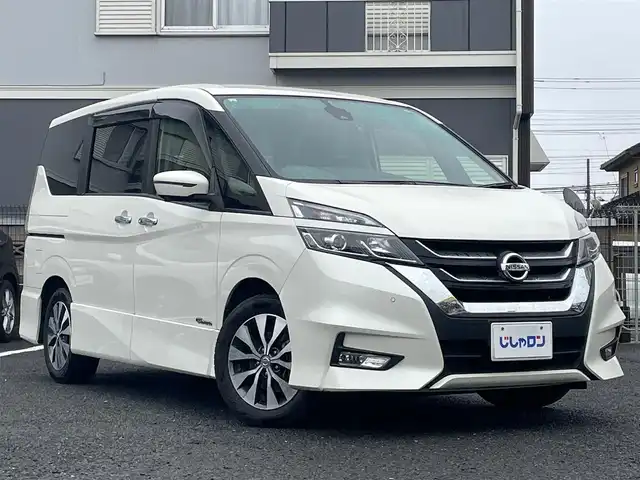 日産 セレナ ハイウェイスター 埼玉県 2017(平29)年 14.6万km ブリリアントホワイトパール 純正メモリナビ(MM516D-L)/(CD/DVD/フルセグ/Bluetooth)/フリップダウンモニター/アラウンドビューモニター/エマージェンシーブレーキ/車線逸脱防止機能/両側パワースライドドア/クルーズコントロール/スマートキー/プッシュスタート/ＥＴＣ/ＬＥＤ/純正16インチアルミホイール
