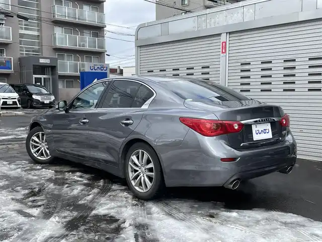 日産 スカイライン ハイブリッド 350GT FOUR 道央・札幌 2014(平26)年 12.1万km ダークメタルグレー (株)IDOMが運営する【じしゃロン札幌豊平店】の自社ローン対象車両になります。こちらは現金ご利用時の価格です。/自社ローンご希望の方は別途その旨お申付け下さい。/プッシュスタート/ハーフレザーシート/前席パワーシート/純正ナビ・フルセグTV/バックカメラ/ETC