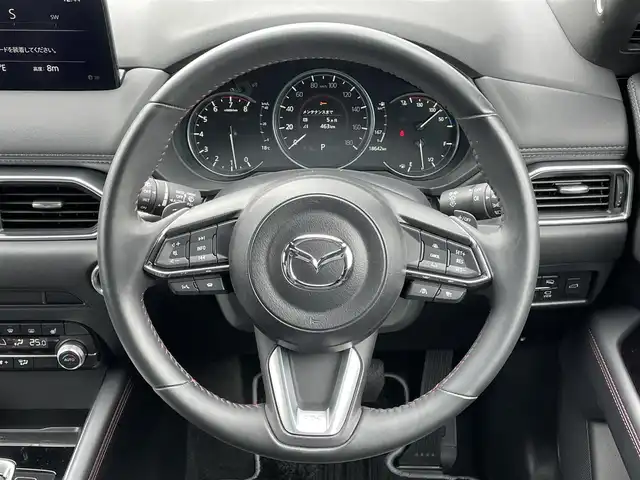 マツダ ＣＸ－５ 25S スポーツアピアランス 道央・札幌 2022(令4)年 1.9万km スノーフレイクホワイトパールマイカ ４WD/純正メーカーナビ/AM/FM/BT/フルセグ/衝突被害軽減ブレーキ/横滑り防止装置/レーダークルーズコントロール/レーンキープアシスト/オフロードトランクションアシスト/クリアランスソナー/ブラインドスポットモニター/アラウンドビューモニター/ETC/アイドリングストップ/SPORTMODE/パワーバックドア/前席パワーシート/D席メモリーシート/前席シートヒーター/レザーシート/革巻きステアリング/ステアリングリモコン/パドルシフト/ハンドルヒーター/電動パーキング/オートブレーキホールド/MTモード付AT/プッシュスタート/スマートキー/LEDヘッドライト/オートライト/オートハイビーム/電動格納ミラー/ウィンカーミラー/純正フロアマット/純正エンジンスターター