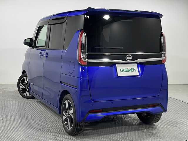 日産 ルークス HWS Gターボ プロパイロットED 広島県 2021(令3)年 3.7万km アトランティックブルー 禁煙/純正９型ナビ(MM320D-L)/アラウンドビューモニター/レーダークルーズコントロール/ハンズフリー機能付両側パワースライドドア/ホールド機能付電動パーキングブレーキ/アダブティブヘッドライト/ドラレコ/ＥＴＣ/衝突軽減/レーンキープ/オートマチックハイビーム/踏み間違い防止/コーナーセンサー/ＬＥＤヘッドライト/フォグランプ/純正15インチアルミホイール(165/55/R15)/エアバッグ(運転席/助手/サイド/カーテン)