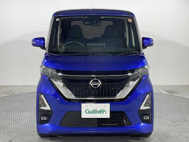 日産 ルークス HWS Gターボ プロパイロットED 広島県 2021(令3)年 3.7万km アトランティックブルー 禁煙/純正９型ナビ(MM320D-L)/アラウンドビューモニター/レーダークルーズコントロール/ハンズフリー機能付両側パワースライドドア/ホールド機能付電動パーキングブレーキ/アダブティブヘッドライト/ドラレコ/ＥＴＣ/衝突軽減/レーンキープ/オートマチックハイビーム/踏み間違い防止/コーナーセンサー/ＬＥＤヘッドライト/フォグランプ/純正15インチアルミホイール(165/55/R15)/エアバッグ(運転席/助手/サイド/カーテン)