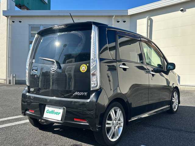 ダイハツ ムーヴ カスタム RS 三重県 2013(平25)年 10.6万km ブラックマイカメタリック 登録時106104km/社外ナビ/（AM/FM/TV/Bluetooth）/フルセグTV/バックカメラ/ETC/オートライト/MOMOステアリング/プッシュスタート/純正アルミ/純正フロアマット