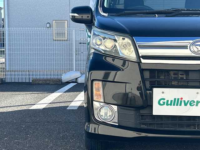 ダイハツ ムーヴ カスタム RS 三重県 2013(平25)年 10.6万km ブラックマイカメタリック 登録時106104km/社外ナビ/（AM/FM/TV/Bluetooth）/フルセグTV/バックカメラ/ETC/オートライト/MOMOステアリング/プッシュスタート/純正アルミ/純正フロアマット