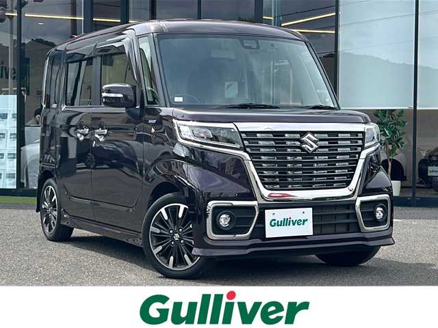 スズキ スペーシア カスタム HYBRID XS 大阪府 2020(令2)年 5.6万km ムーンライトバイオレットPM 社外８インチナビ　バックカメラ　衝突軽減ブレーキ　車線逸脱警報　ハーフレザー　シートヒーター　両側パワースライドドア　前後ドライブレコーダー　純正フロアマット　純正１５インチアルミホイール　オートライト　ＬＥＤ　コーナーセンサー 　