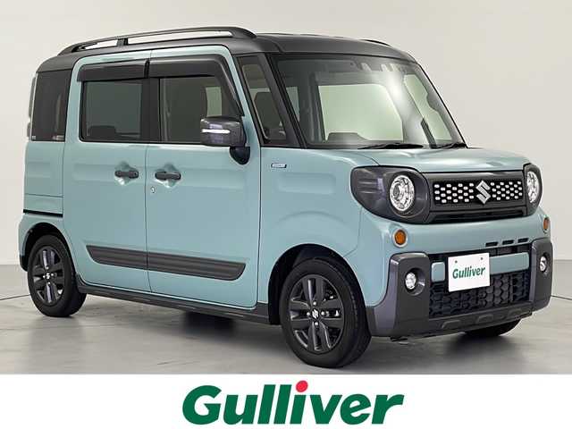 スズキ スペーシア ギア ハイブリッドXZ 岐阜県 2023(令5)年 1.4万km オフブルーメタリック/ガンメタリック2トーンルーフ 純正ナビ（KXM-E503W）/CD/DVD/Bluetooth/SD/iPod/フルセグTV/アダプティブクルーズコントロール/車線逸脱抑制制御機能/デュアルカメラブレーキサポート/両側パワースライドドア/シートヒーター/ETC/オートLEDヘッドライト/フォグランプ/純正アルミホイール/ルーフレール/オートエアコン/横滑り防止機能/ステアリングスイッチ/スマートキー/プッシュスタート