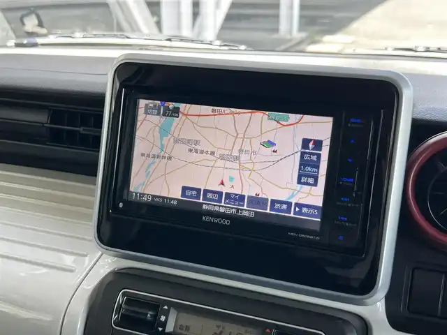 スズキ スペーシア HYBRID X 静岡県 2018(平30)年 3.3万km ピュアホワイトP ケンウッド７型メモリナビ/フルセグＴＶ/ＤＶＤ再生/ＢＴオーディオ/ビルトインETC/ドラレコ/両側電動スライドドア/フルオートエアコン/後席エアコン/シートヒーター/オートライト/スペアキー/純正フロアマット/アイドリングストップ