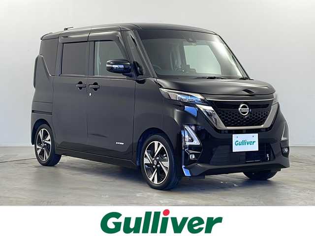 日産 ルークス HWS Gターボ アーバンクロム プロパイロットED 栃木県 2022(令4)年 1.6万km ブラック ワンオーナー/純正メモリナビ/・FM/AM/Bluetooth/・フルセグテレビ/ドライブレコーダー/バックカメラ/全周囲カメラ/衝突軽減ブレーキ/クルーズコントロール/革巻きステアリング/ステアリングリモコン/電動パーキングブレーキ/両側パワースライドドア/前後コーナーセンサー/LEDヘッドライト/オートライト/オートエアコン/スマートキー×2/プッシュスタートボタン/純正15インチアルミホイール/純正フロアマット/取扱説明書/保証書