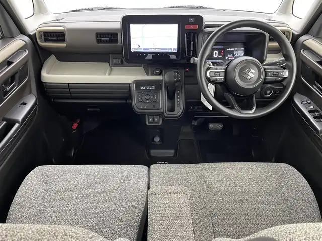 スズキ スペーシア HYBRID X 岡山県 2023(令5)年 1.6万km オフブルーメタリック/ソフトベージュメタリック 純正９インチナビ/【Bluetooth/フルセグTV/Carplay/USB接続】/全方位モニター/前席シートヒーター/両側パワースライドドア/衝突軽減ブレーキ/追従型クルーズコントロール/ビルトインＥＴＣ２．０/ＬＥＤヘッドライト/オートハイビーム/コーナーセンサー（前後）/社外ドライブレコーダー（前）/ドアバイザー/リアサーキュレーター/純正フロアマット/スマートキー×2/新車保証書/取扱説明書